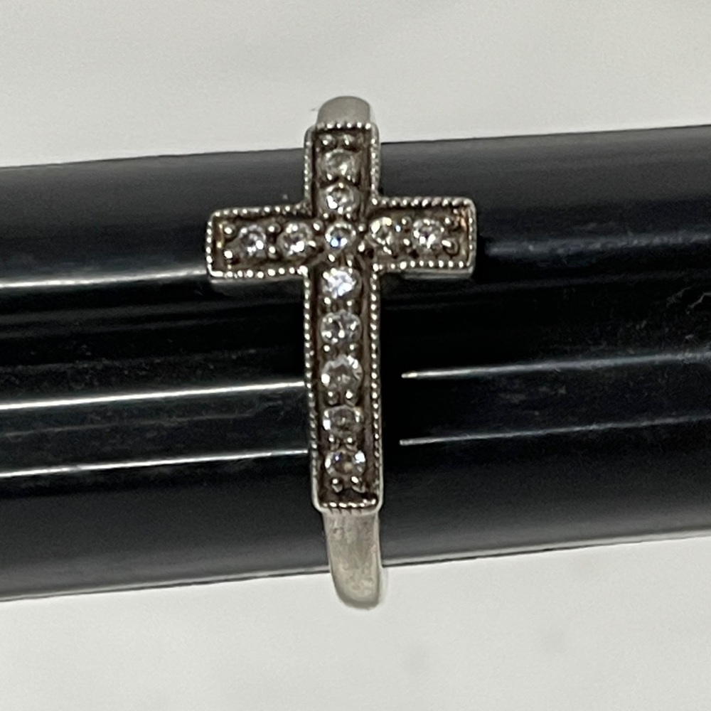 Sterling Silver Cross Ring size 6.5 weight 2.25 - Picture 2 of 6